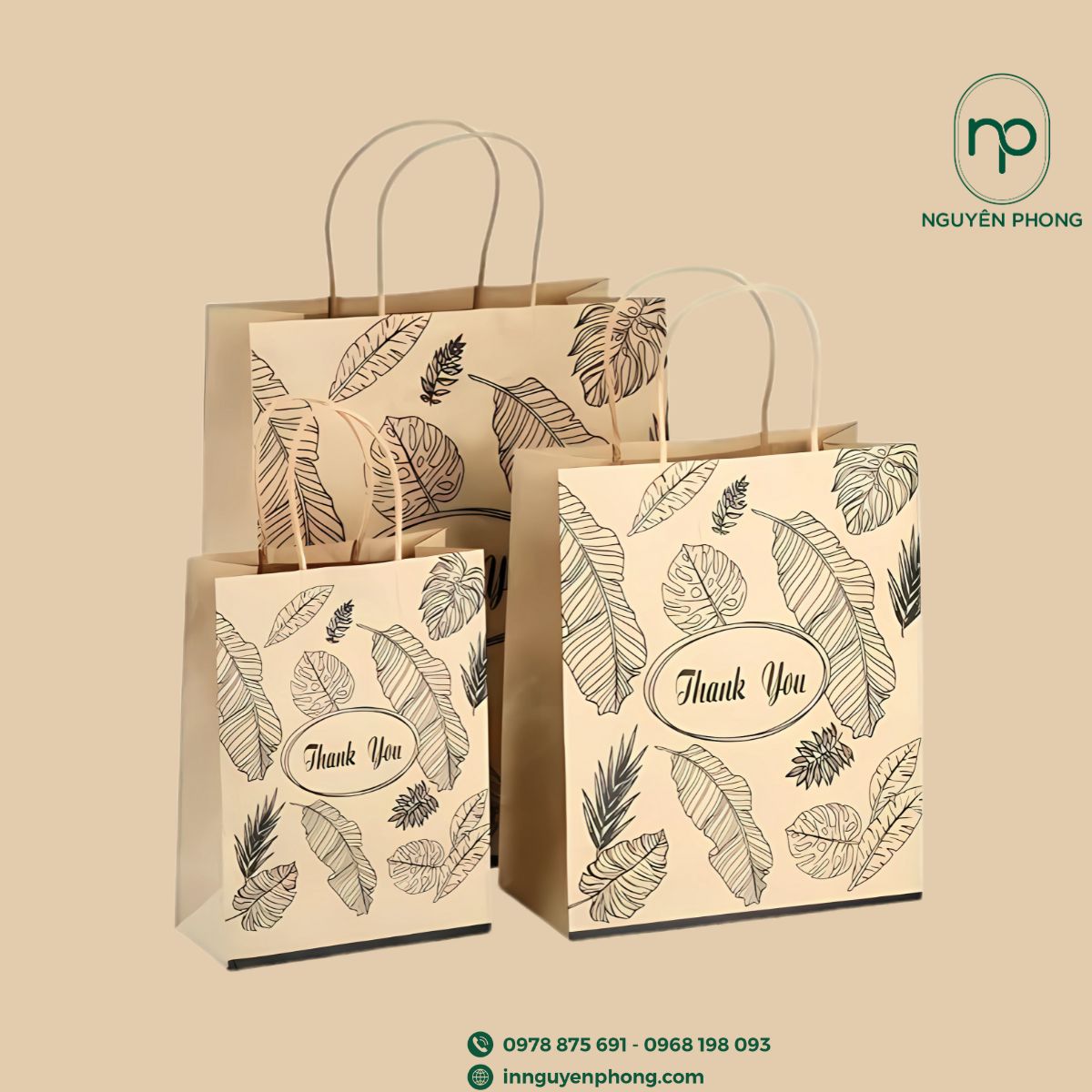 Mẫu túi giấy Kraft nhiều kích thước khác nhau